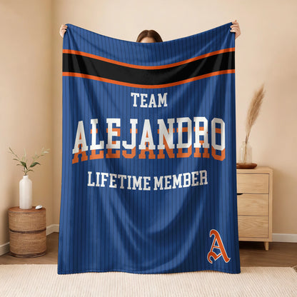 Team Your Name Lifetime Member Basketball Fleece Blanket ALEJANDRO 13K1 BK47