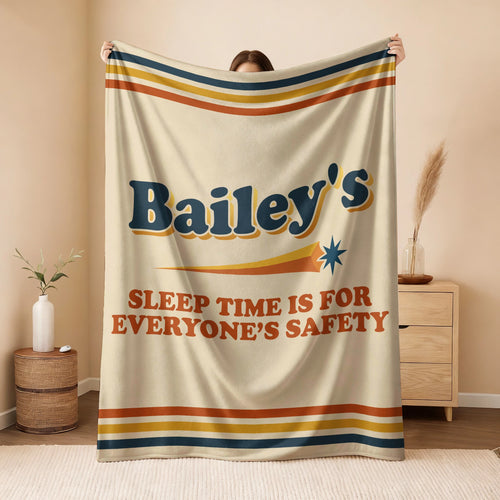 Your Name's Sleep Time Funny Retro Fleece Blanket BAILEY 13K1 BK67