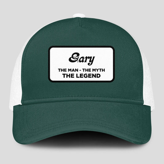 The Man The Myth The Legend Green And White Mesh Cap GARY 13K1 C198PF