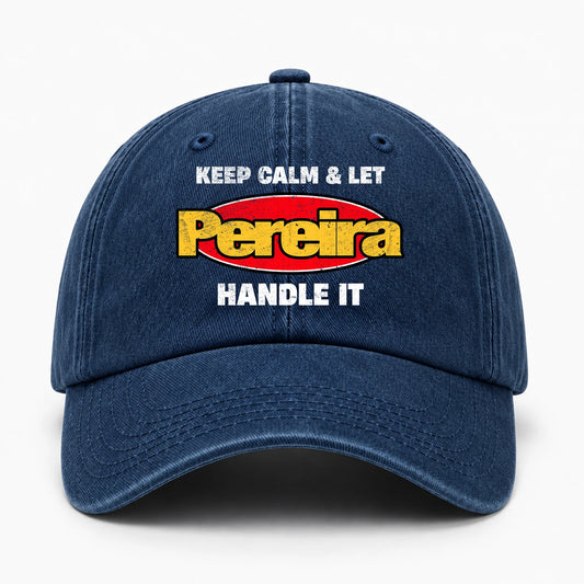 Keep Calm & Let Your Name Handle It Yellow And Red Logo Washed Cap PEREIRA 13K1 C172PF