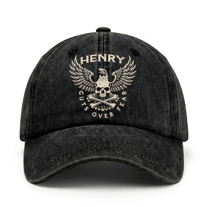 Your Name Guts Over Fear With Eagle And Skull Washed Cap HENRY 13K1 C75PF
