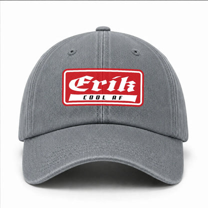 Your Name Cool Af Red Logo Funny Washed Cap ERIK 13K1 C79PF