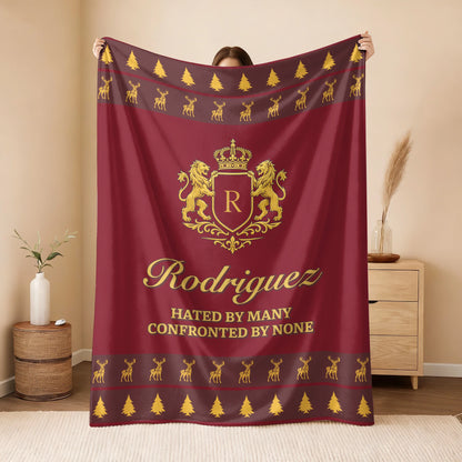 Hated By Many Confronted By None Burgundy Gold Christmas Fleece Blanket RODRIGUEZ 13K1 BK33