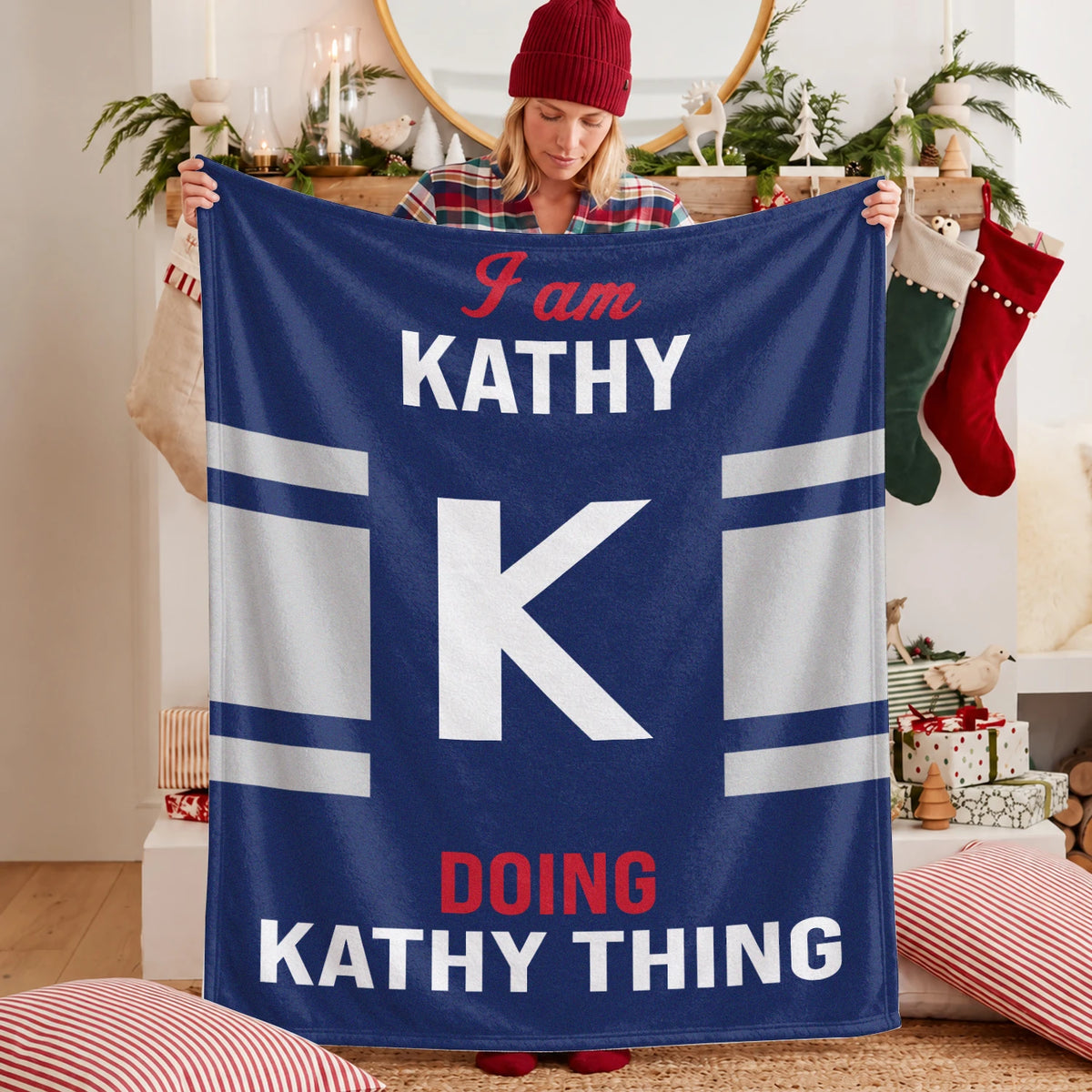 I'm Name Doing Name Things Navy Fleece Blanket KATHY 13K1 BK51
