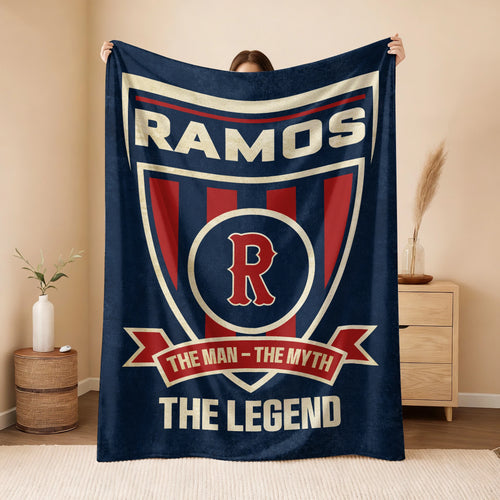 The Man The Myth The Legend Blue Burgundy Baseball Blanket RAMOS 13K1 BK18