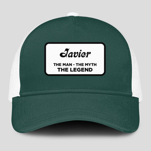 The Man The Myth The Legend Green And White Mesh Cap JAVIER 13K1 C198PF