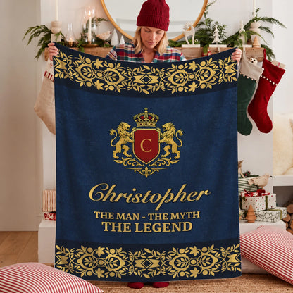 The Man The Myth The Legend Luxury Navy Fleece Blanket CHRISTOPHER 13K1 BK35