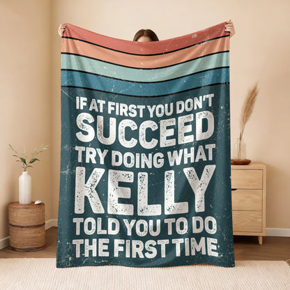 If At First You Don’t Succeed Retro Green Fleece Blanket KELLY 13K1 BK29