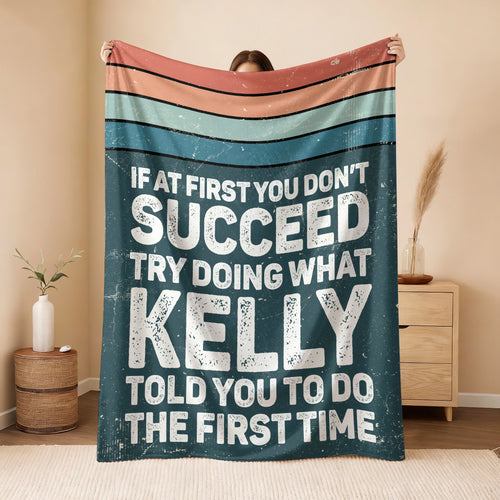 If At First You Don’t Succeed Retro Green Fleece Blanket KELLY 13K1 BK29