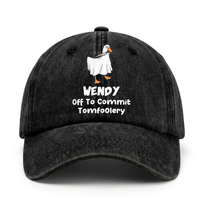 Off To Commit Tomfoolery Funny Goose Washed Cap WENDY 13K1 C131PF