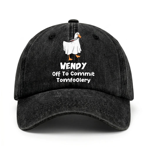 Off To Commit Tomfoolery Funny Goose Washed Cap WENDY 13K1 C131PF