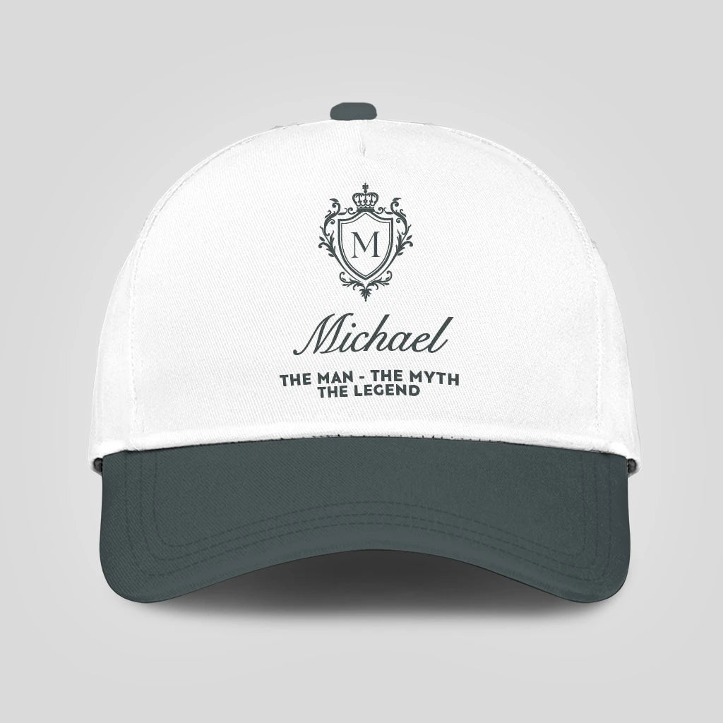 The Man The Myth The Legend Elegant Gray And White Cap MICHAEL 13K1 C170PF