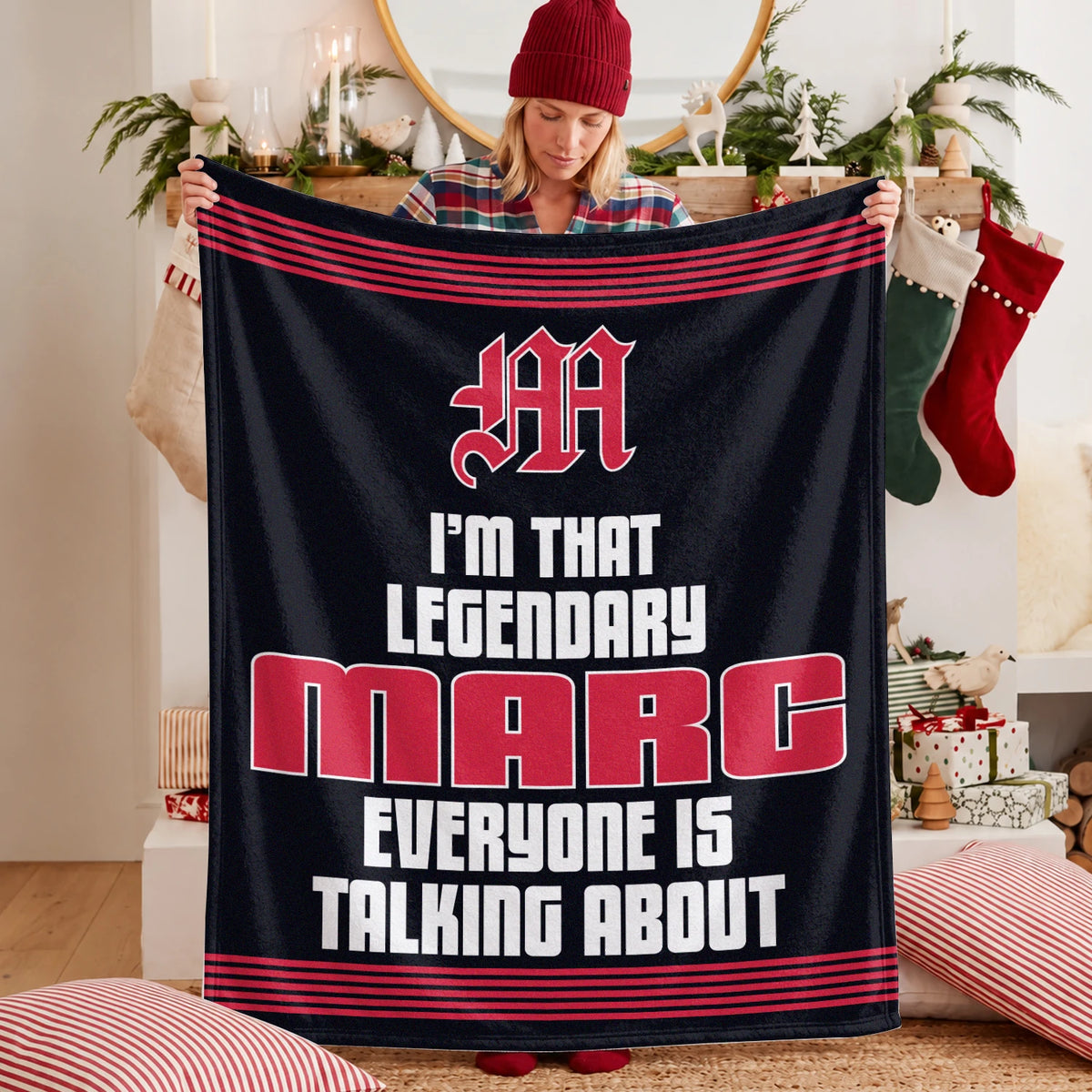 I'm That Legendary Name Dark Red Fleece Blanket MARC 13K1 BK48