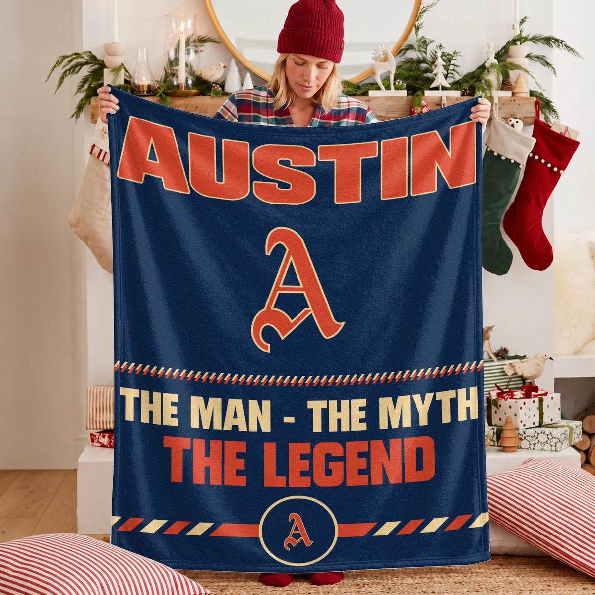 The Man The Myth The Legend Retro Fleece Blanket AUSTIN 13K1 BK53