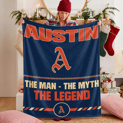 The Man The Myth The Legend Retro Fleece Blanket AUSTIN 13K1 BK53