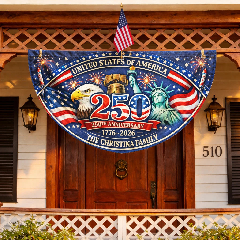 CHRISTINA 13K1-FL1 Personalized US 250th Anniversary Family Flag
