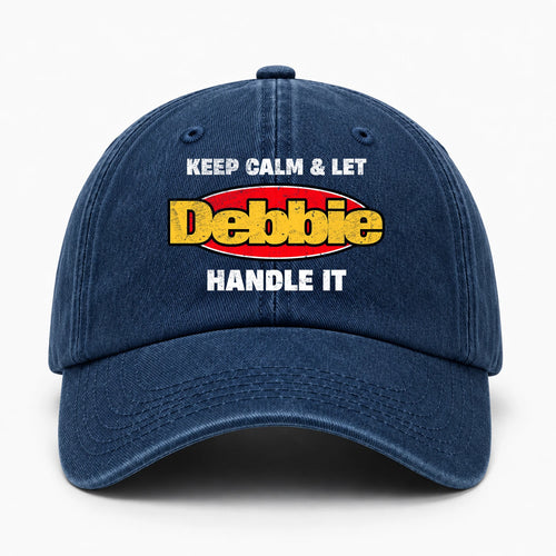 Keep Calm & Let Your Name Handle It Yellow And Red Logo Washed Cap DEBBIE 13K1 C172PF