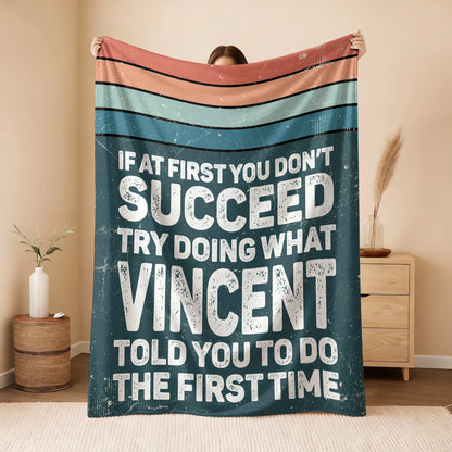If At First You Don’t Succeed Retro Green Fleece Blanket VINCENT 13K1 BK29
