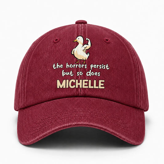 The Horrors Persist But So Does Your Name Funny Goose Burgundy Washed Cap MICHELLE 13K1 C126PF