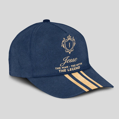 The Man The Myth The Legend Golden Stripes Royal Blue Cap JESSE 13K1 C137PF