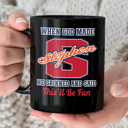 When God Made Your Name Personalized Baseball Mug STEPHEN 13K1 MG07