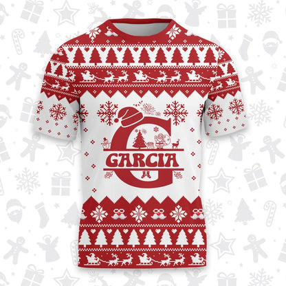 GARCIA Personalized Christmas T-Shirt Pajama Set - Holiday Gift Outfit 13K1-CR2