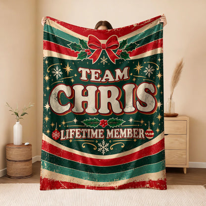 Team Your Name Lifetime Member Christmas Fleece Blanket CHRIS 13K1 BK52