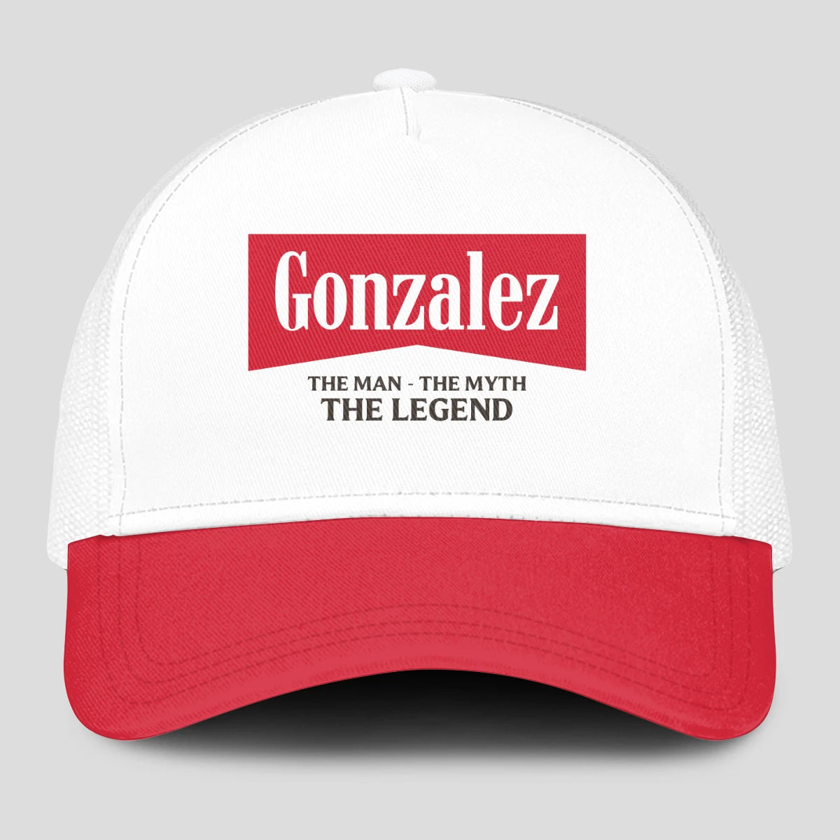 The Man The Myth The Legend Red And White Mesh Cap GONZALEZ 13K1 C197PF