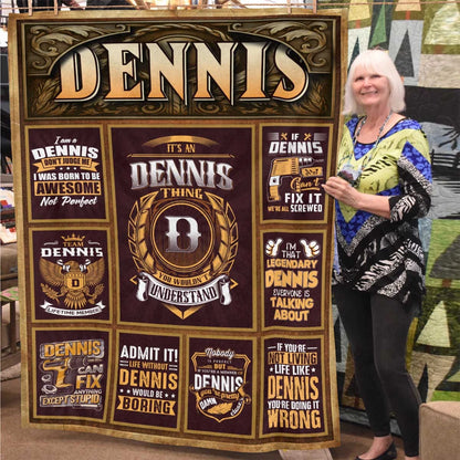 DENNIS Personalized Blanket | Custom Name Cozy Throw Gift 13K1-BK4