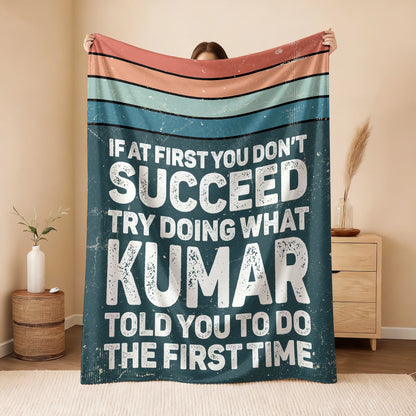 If At First You Don’t Succeed Retro Green Fleece Blanket KUMAR 13K1 BK29