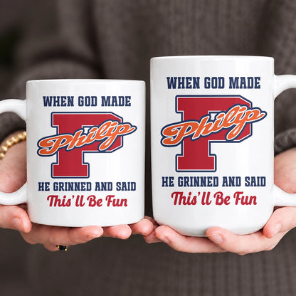 When God Made Your Name Personalized Baseball Mug PHILIP 13K1 MG07