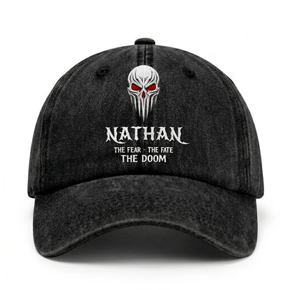 Your Name The Fear The Fate The Doom Skull Washed Cap NATHAN 13K1 C98PF