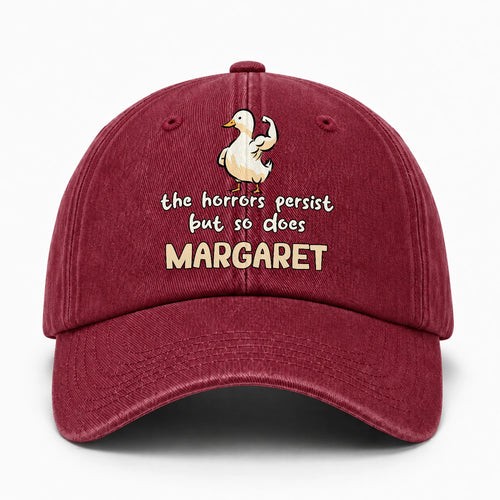 The Horrors Persist But So Does Your Name Funny Goose Burgundy Washed Cap MARGARET 13K1 C126PF