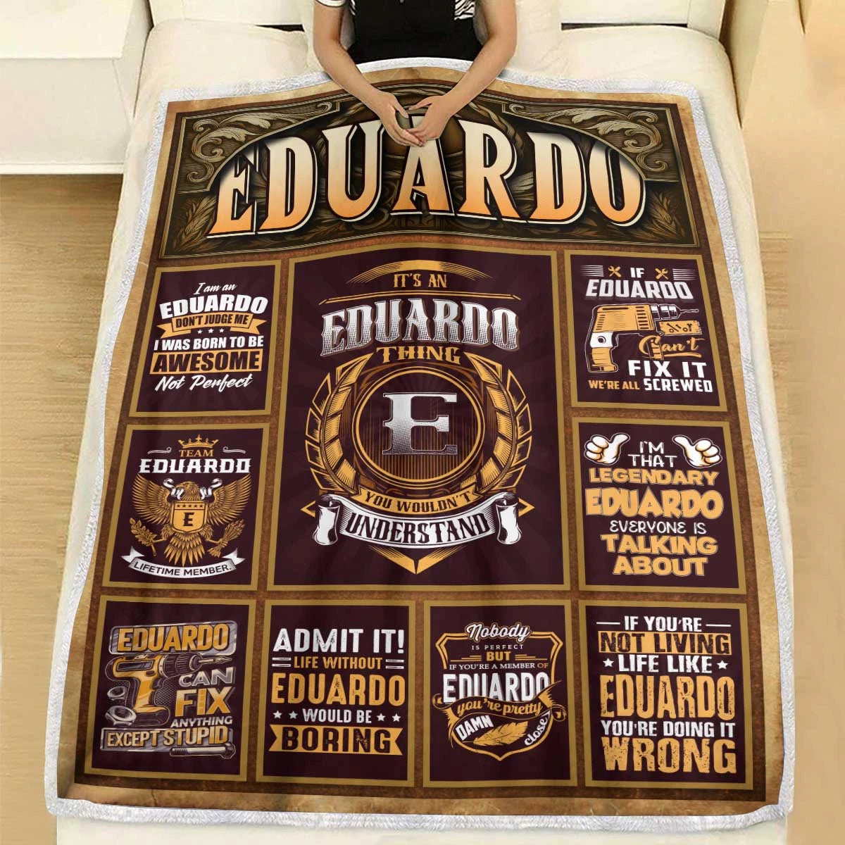 EDUARDO Personalized Blanket | Custom Name Cozy Throw Gift 13K1-BK4
