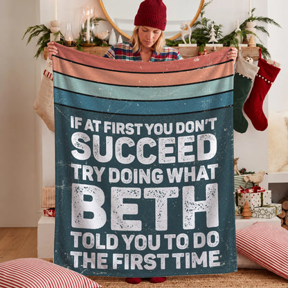 If At First You Don’t Succeed Retro Green Fleece Blanket BETH 13K1 BK29