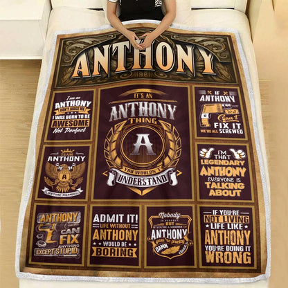 ANTHONY Personalized Blanket | Custom Name Cozy Throw Gift 13K1-BK4