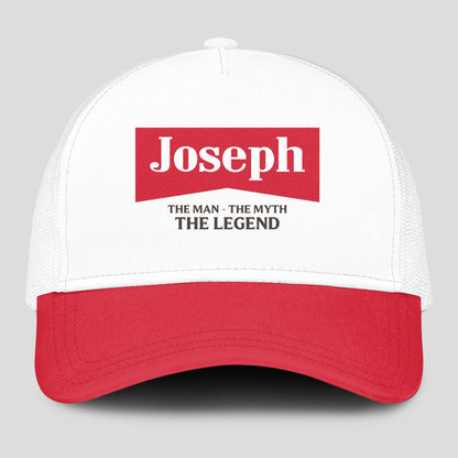 The Man The Myth The Legend Red And White Mesh Cap JOSEPH 13K1 C197PF