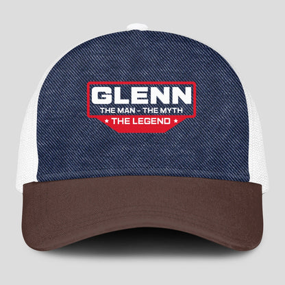 The Man The Myth The Legend Navy Brown And White Mesh Cap GLENN 13K1 C200PF