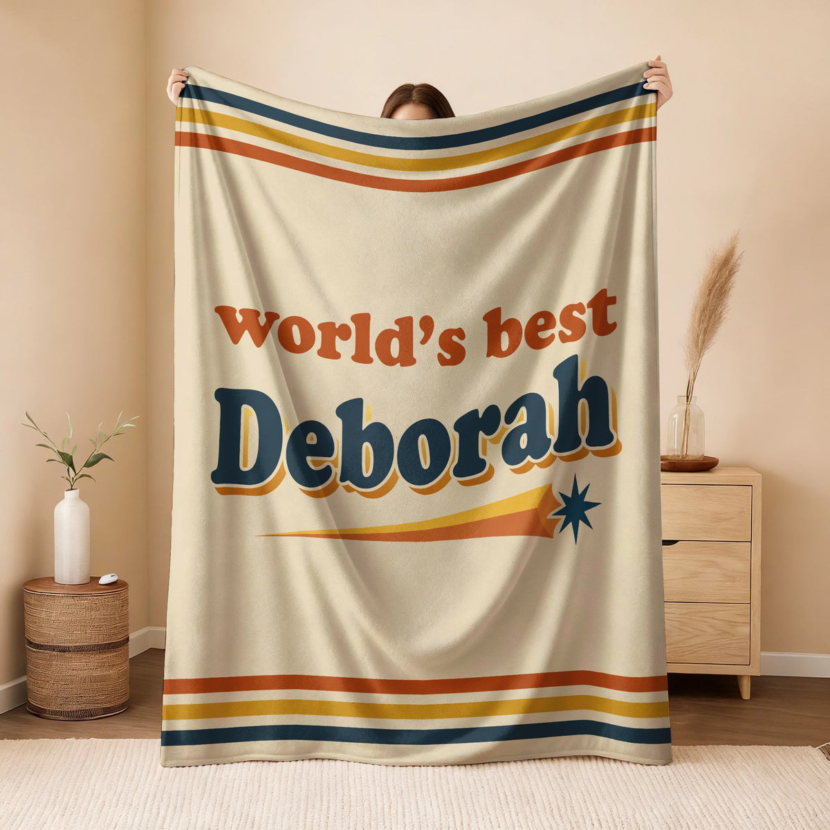 World's Best Your Name Retro Fleece Blanket DEBORAH 13K1 BK64