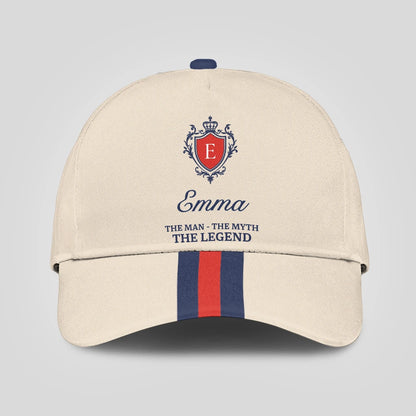 The Man The Myth The Legend Blue And Red Striped Cap EMMA 13K1 C117PF