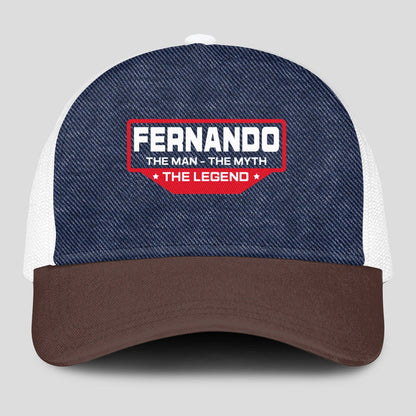 The Man The Myth The Legend Navy Brown And White Mesh Cap FERNANDO 13K1 C200PF