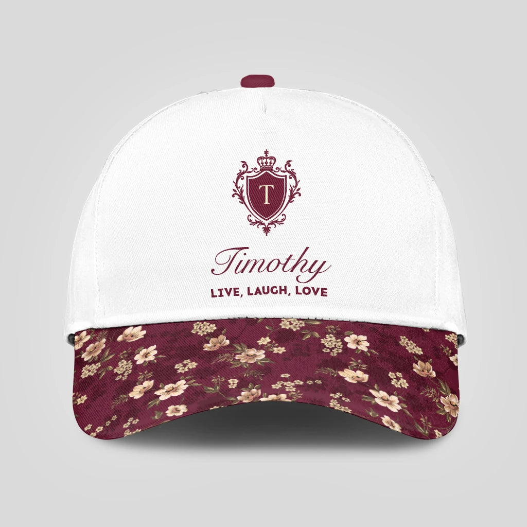 Live Laugh Love Floral Burgundy Cap TIMOTHY 13K1 C112PF
