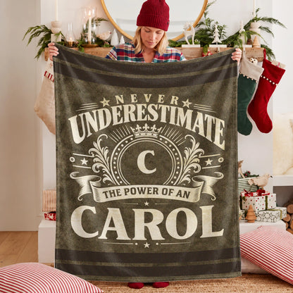 Never Underestimate The Power Of A Name Olive Green Army Fleece Blanket CAROL 13K1 BK46