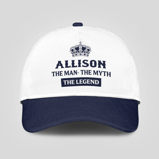The Man The Myth The Legend King Crown Blue And White Cap ALLISON 13K1 C147PF