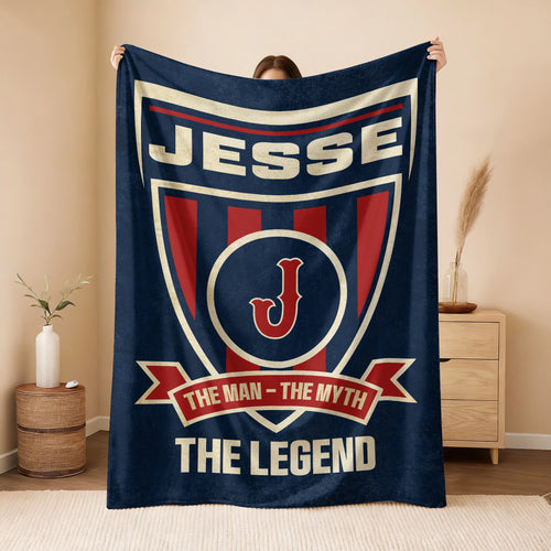 The Man The Myth The Legend Blue Burgundy Baseball Blanket JESSE 13K1 BK18