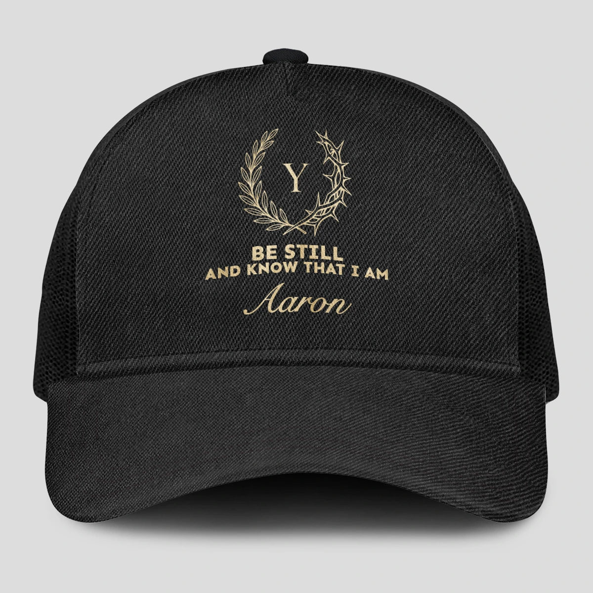 Be Still And Know That I Am Name Black Mesh Cap AARON 13K1 C202PF