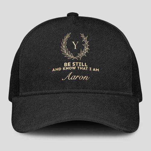 Be Still And Know That I Am Name Black Mesh Cap AARON 13K1 C202PF