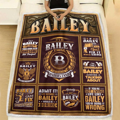 BAILEY Personalized Blanket | Custom Name Cozy Throw Gift 13K1-BK4
