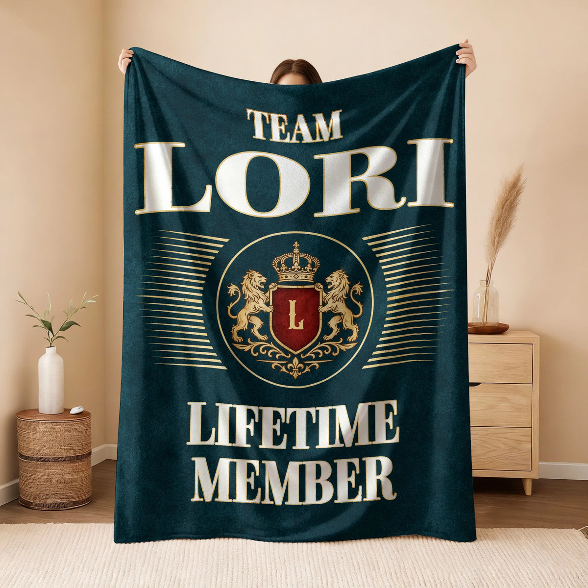 Team Your Name Lifetime Member Sage Green Fleece Blanket LORI 13K1 BK42