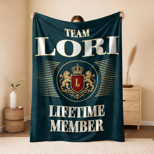 Team Your Name Lifetime Member Sage Green Fleece Blanket LORI 13K1 BK42